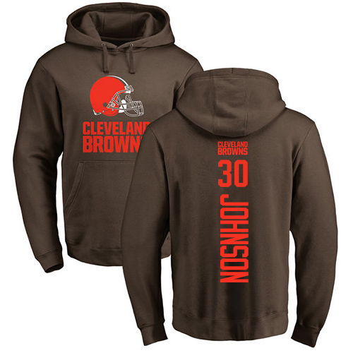 Men Cleveland Browns D Ernest Johnson Brown Jersey #30 NFL Football Backer Pullover Hoodie Sweatshirt